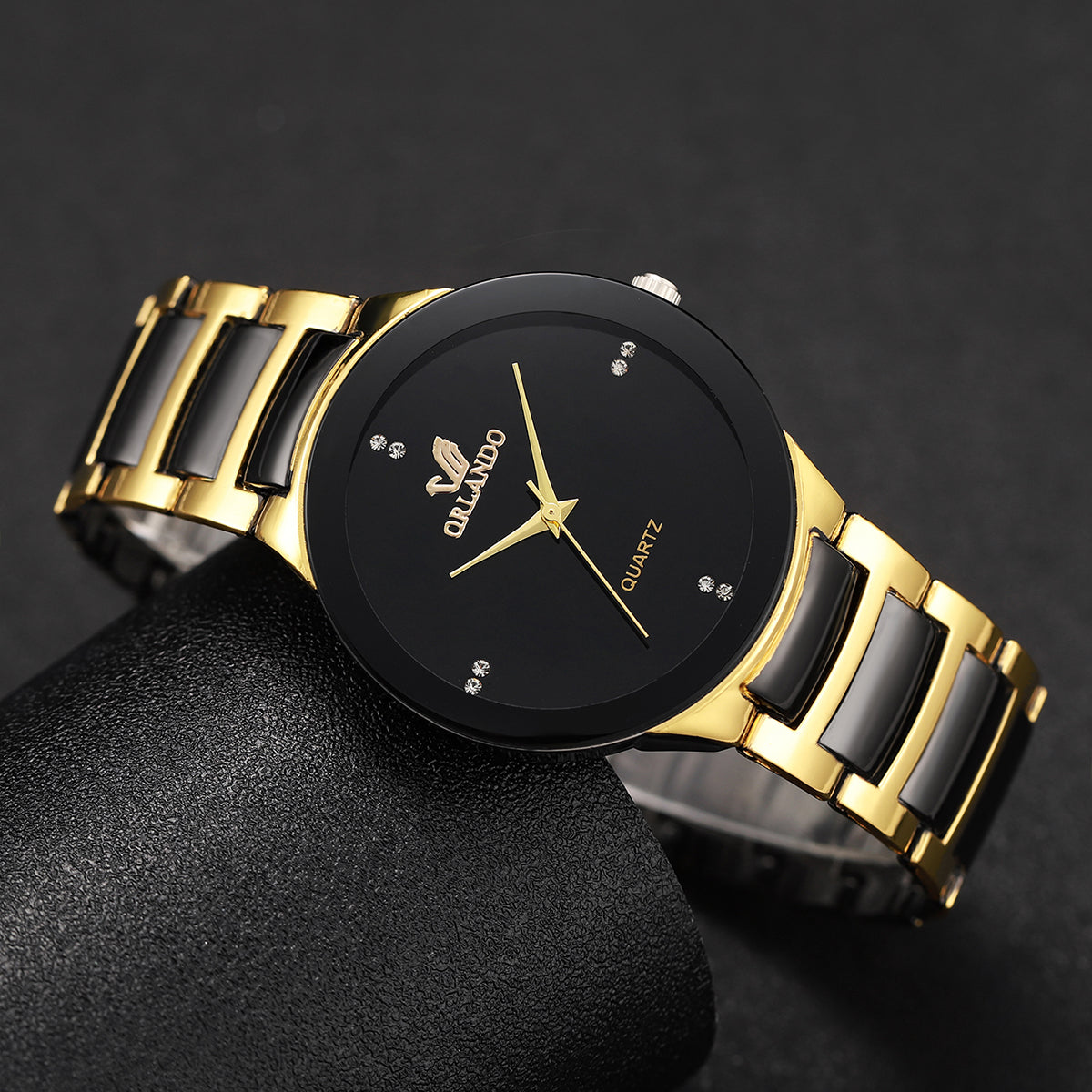 Men Business Watch Black Steel Band Fashion Quartz Analog Watch For Men 2