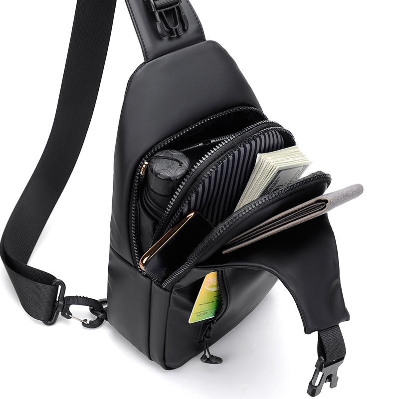 Mens Cross Bag Multifunctional Chest Bag Adjustable Shoulder Strap USB Charging Port Daily Commutin 3