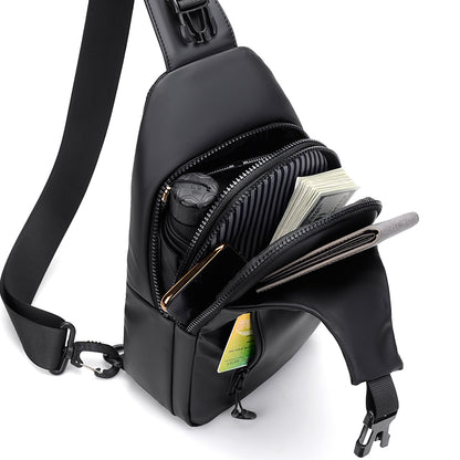 Mens Cross Bag Multifunctional Chest Bag Adjustable Shoulder Strap USB Charging Port Daily Commutin 3