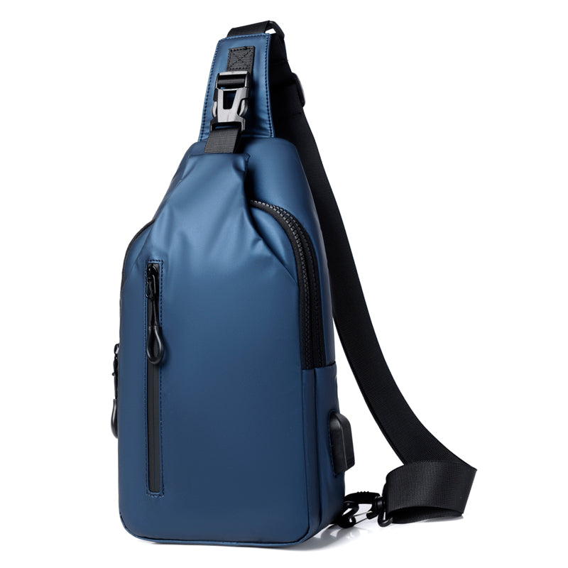 Mens Cross Bag Multifunctional Chest Bag Adjustable Shoulder Strap USB Charging Port Daily Commutin 4