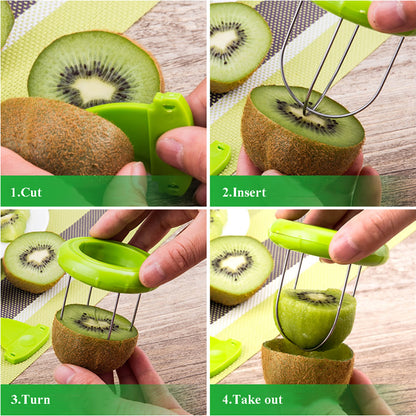 Kitchen Detachable Creative Gadgets, Fruits Salad Maker Accessories, Kiwi Cutter Peeler Slicer, Stainless Steel Lemon