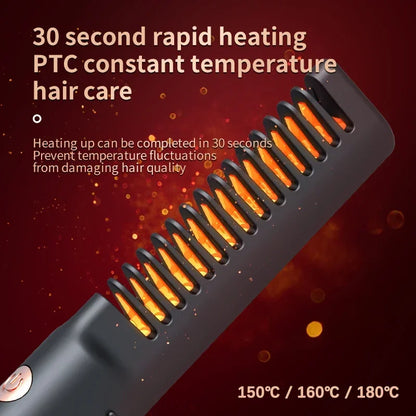 Portable Wireless Hair Straightener Brush Home Travel Electric Hair Brush Curly Comb 3