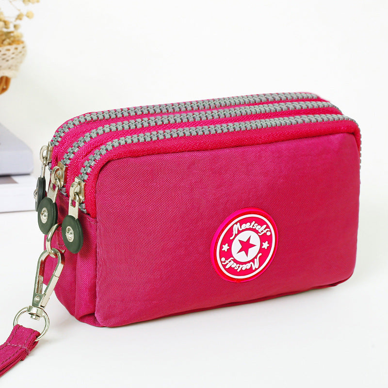 Thickened Three Layer Purse Long Zipper Mobile Phone Bag Women Wrist Handbag Cute Washable Cloth Or 1