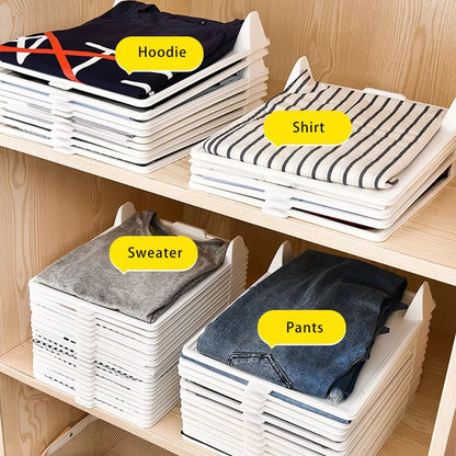 Layer-Stack Folding Clothes Storage Board – Multi-Layer Pants & T-Shirt Organizer Rack
