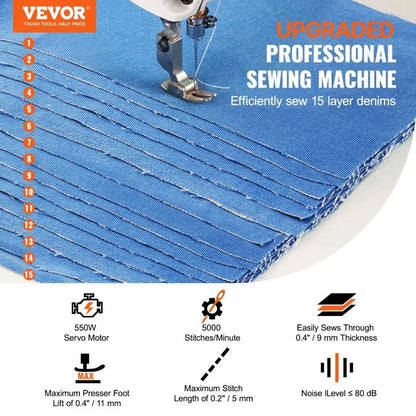 Heavy Duty Lockstitch Sewing Machine Industrial Sewing Machine Upgraded Servo Motor Clear Display C 1