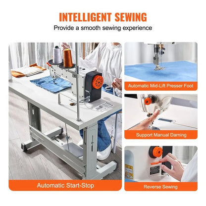 Heavy Duty Lockstitch Sewing Machine Industrial Sewing Machine Upgraded Servo Motor Clear Display C 5