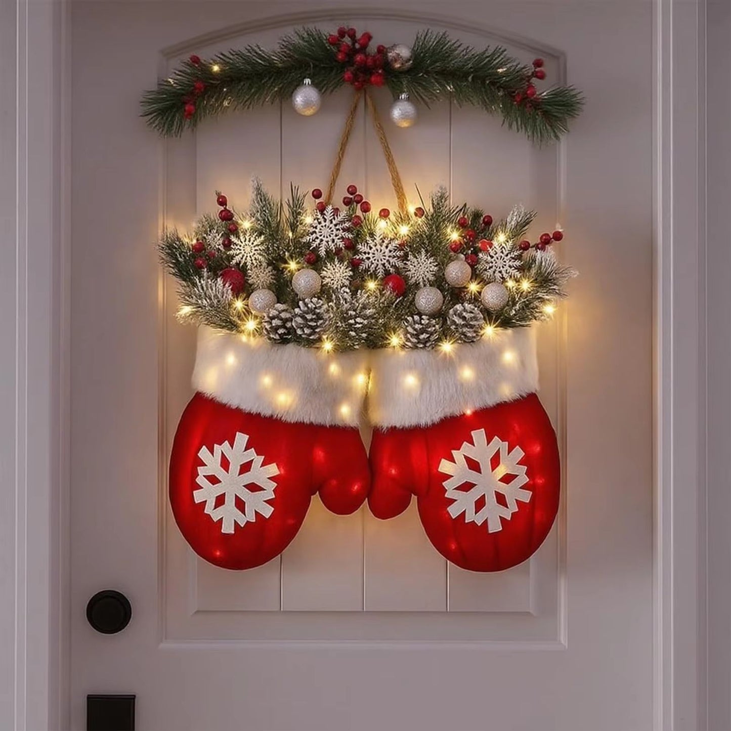 Glove-Shape Simulated-Flower Garland Wreath – Creative 2025 Christmas Decor