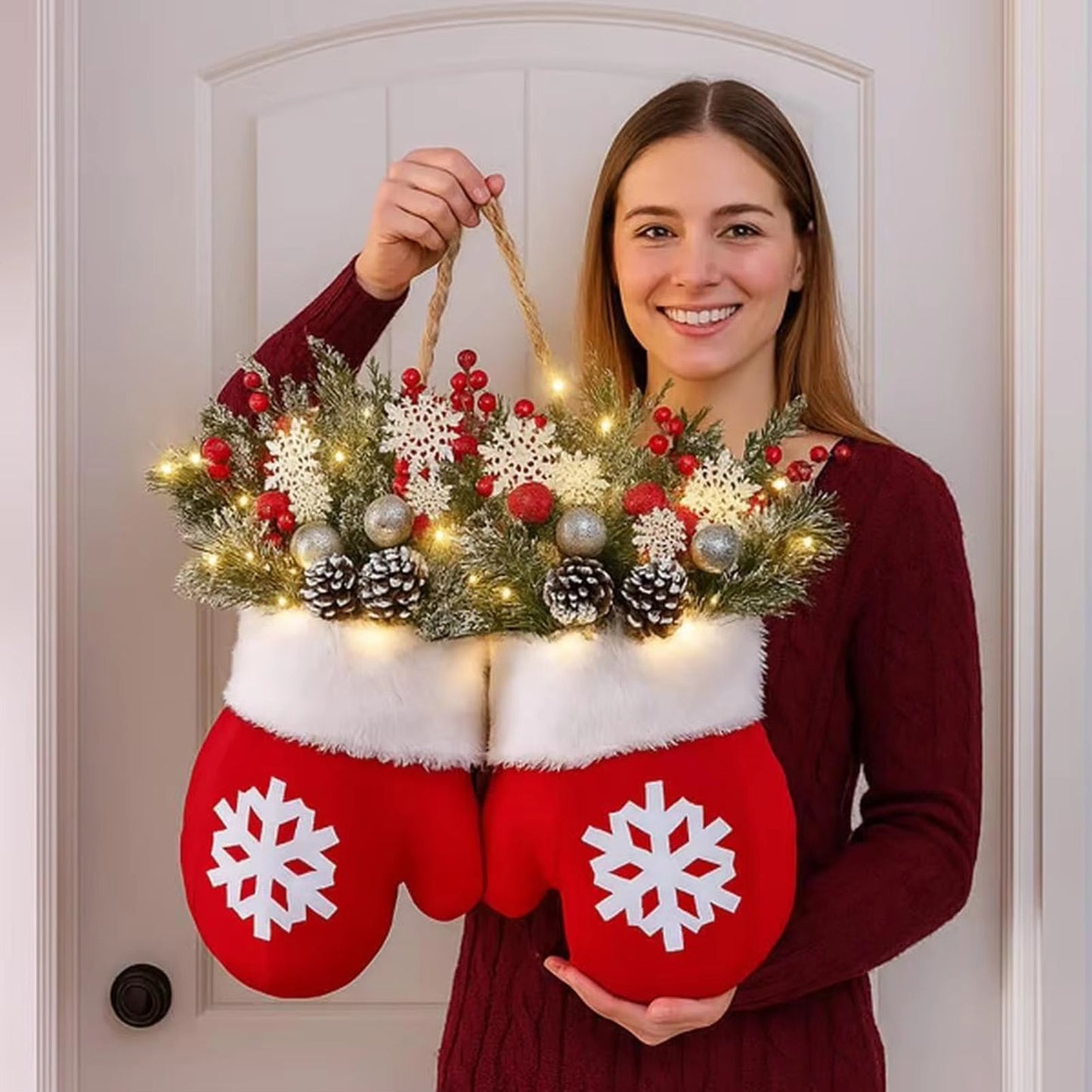 GloveShape SimulatedFlower Garland Wreath  Creative 2025 Christmas Decor 1