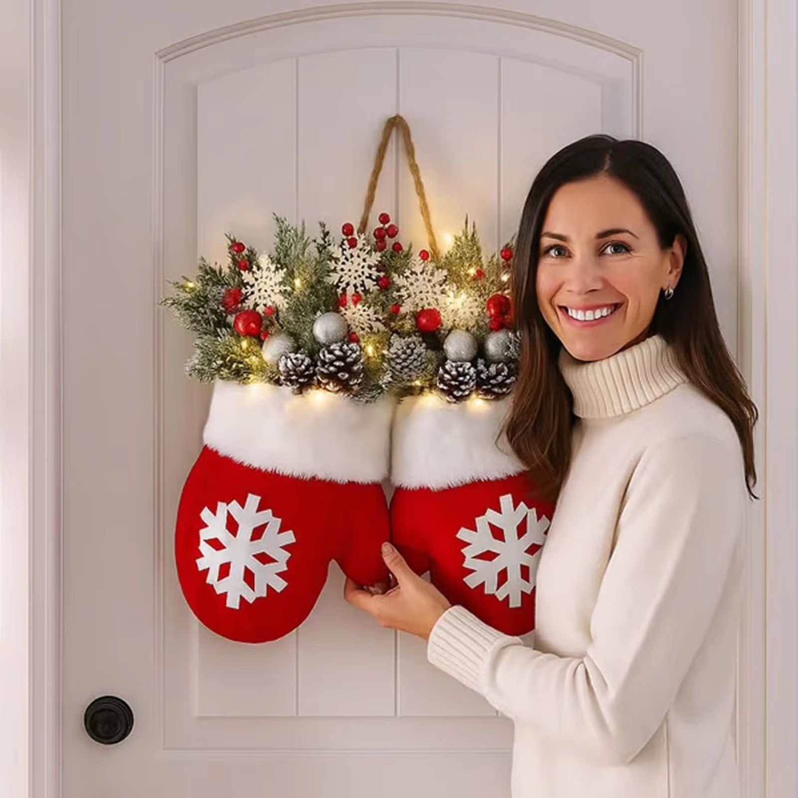 GloveShape SimulatedFlower Garland Wreath  Creative 2025 Christmas Decor 4
