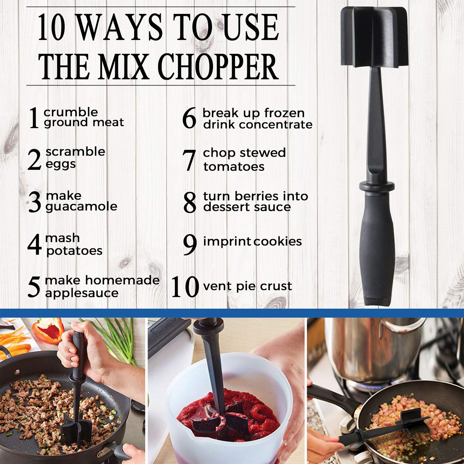 Heat Resistant Meat Masher For Hamburger Meat Meat Chopper For Ground Beef Kitchen Gadgets Smasher  2
