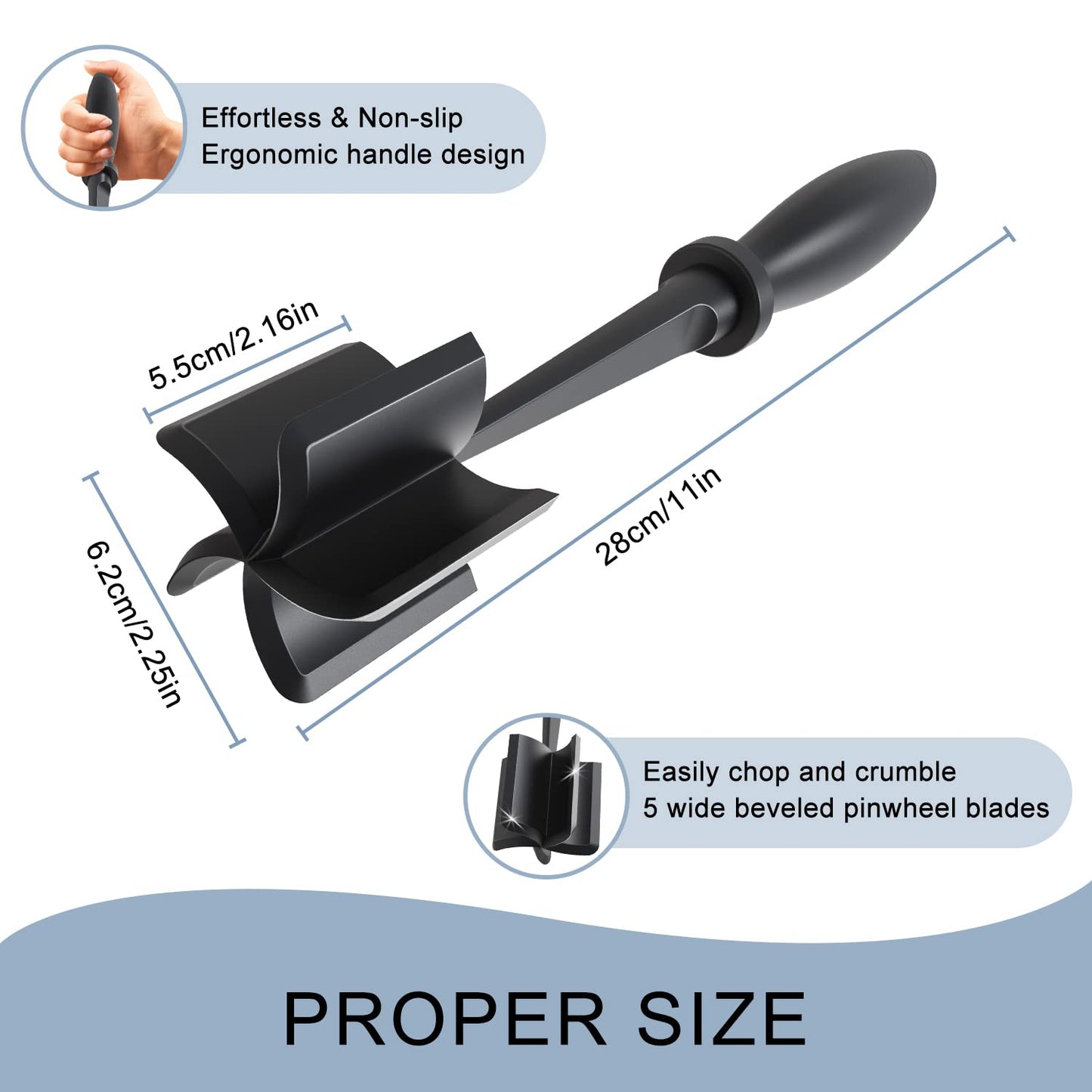 Heat Resistant Meat Masher For Hamburger Meat Meat Chopper For Ground Beef Kitchen Gadgets Smasher  3