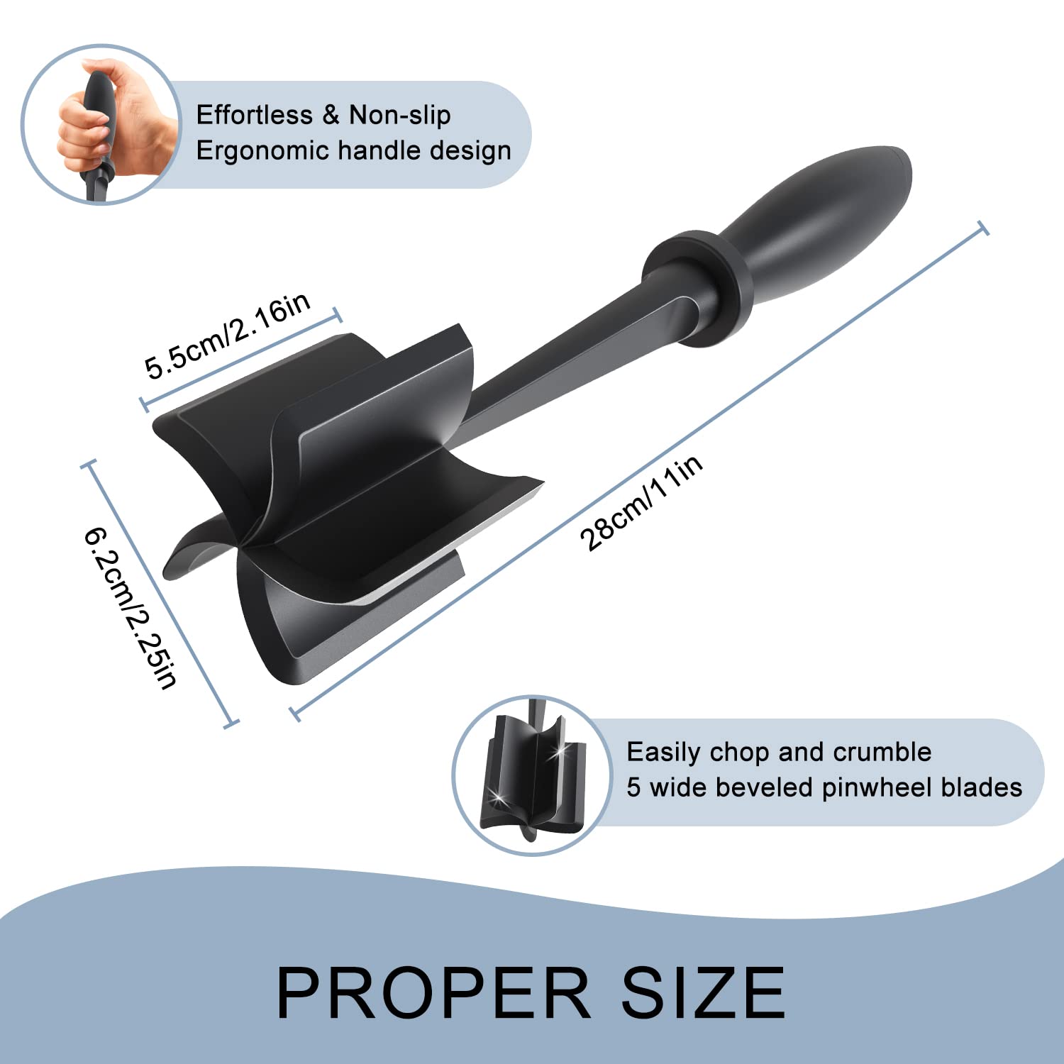 Heat Resistant Meat Masher For Hamburger Meat Meat Chopper For Ground Beef Kitchen Gadgets Smasher  3