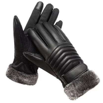 Gloves Winter Men Plush Fur Mouth Insulation Gloves Outdoor Cycling Gloves Motorcycle Touch Screen  5