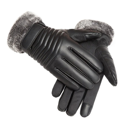 Gloves Winter Men Plush Fur Mouth Insulation Gloves Outdoor Cycling Gloves Motorcycle Touch Screen  4