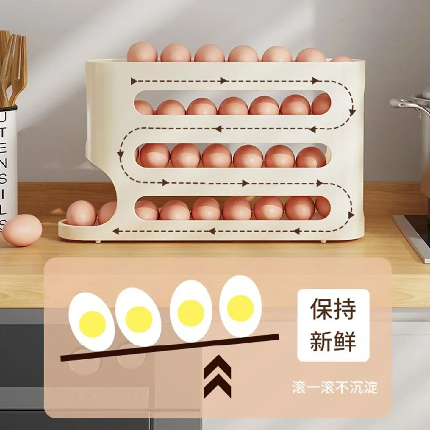 LadderStyle Slide Egg Storage Box 24 Layer Automatic Rolling Organizer 4