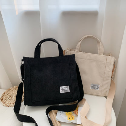 Women's Square Crossbody Bag, Corduroy Crossbody Tote Bag, Shoulder Bag, Casual Tote Bag, Travel Organiser Bag