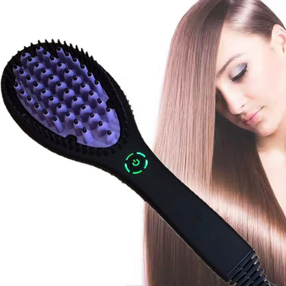 Hair Straightener Brush, Ceramic Fast Straightening, Hot Comb Styling Tool Womens Smoothing Brush Curling Iron