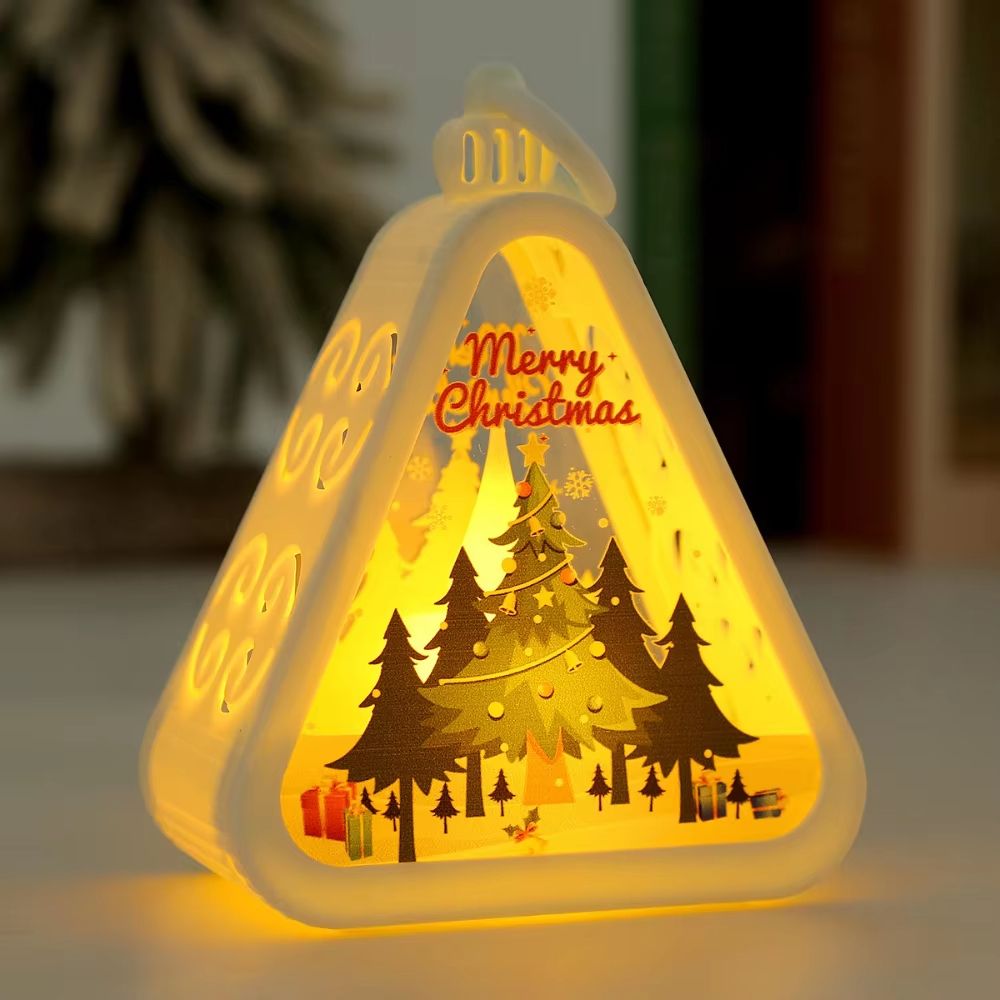 FestiveGlow LED Triangle Lantern  Santa  Snowman Christmas Table Lamp 9