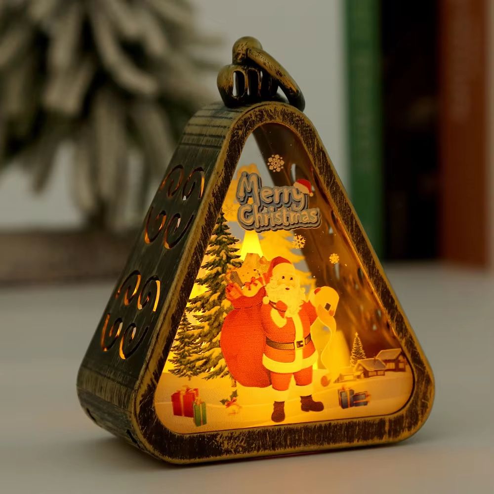 FestiveGlow LED Triangle Lantern  Santa  Snowman Christmas Table Lamp 10