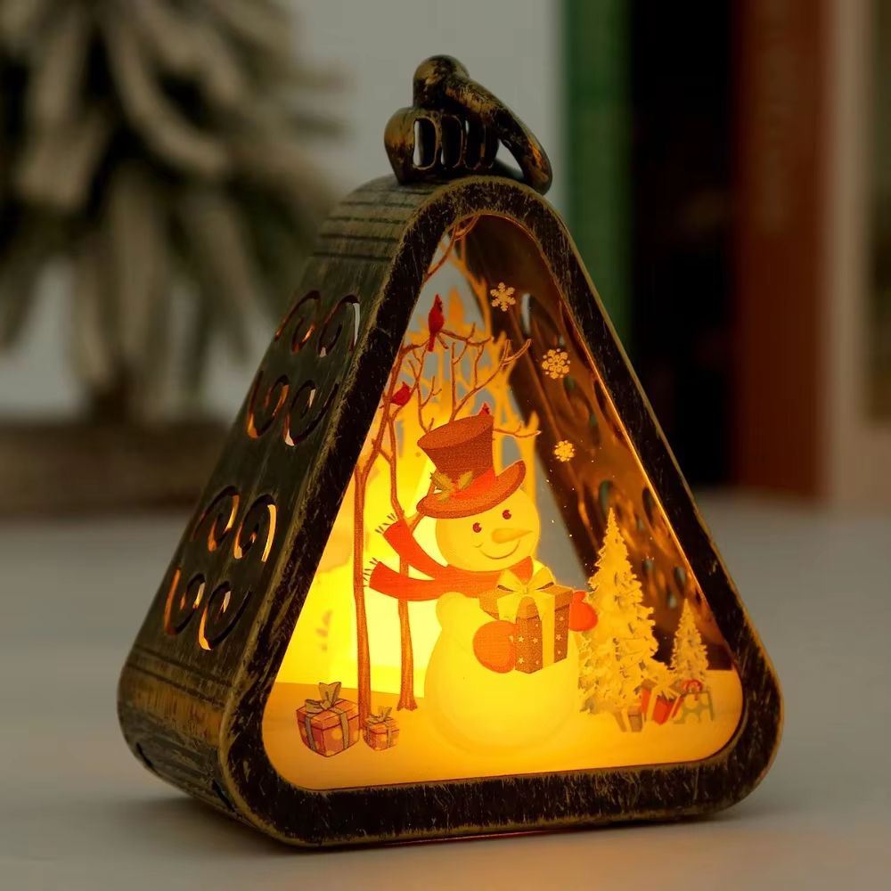 FestiveGlow LED Triangle Lantern  Santa  Snowman Christmas Table Lamp 11