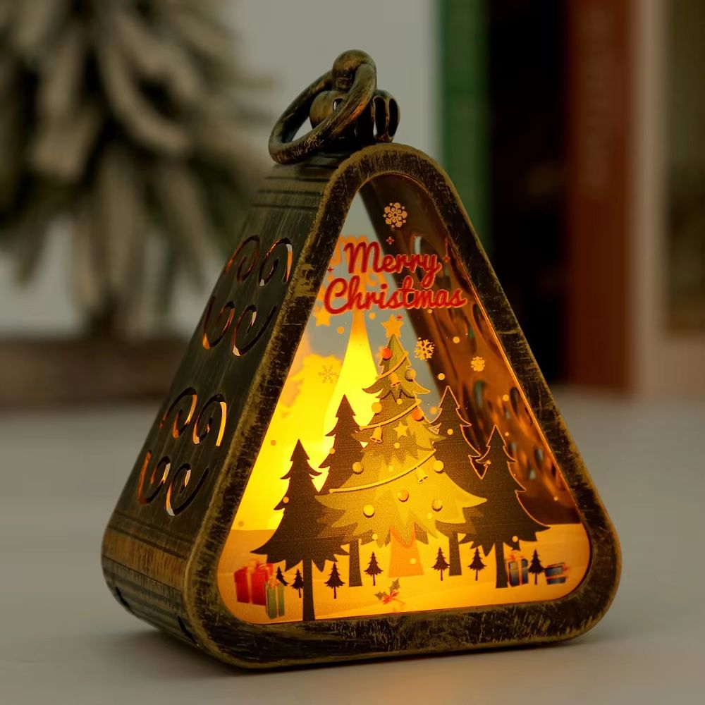 FestiveGlow LED Triangle Lantern  Santa  Snowman Christmas Table Lamp 13