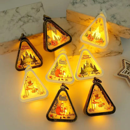 FestiveGlow LED Triangle Lantern  Santa  Snowman Christmas Table Lamp 1