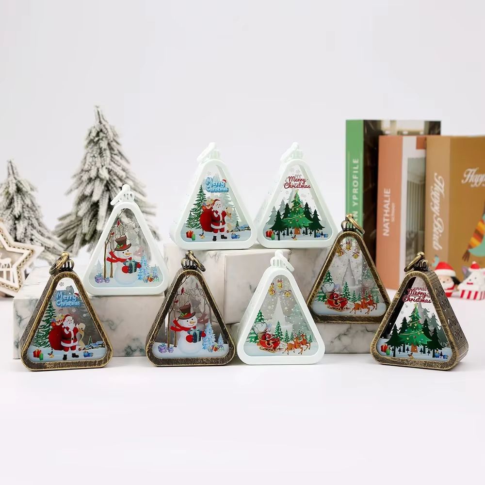 FestiveGlow LED Triangle Lantern  Santa  Snowman Christmas Table Lamp 3