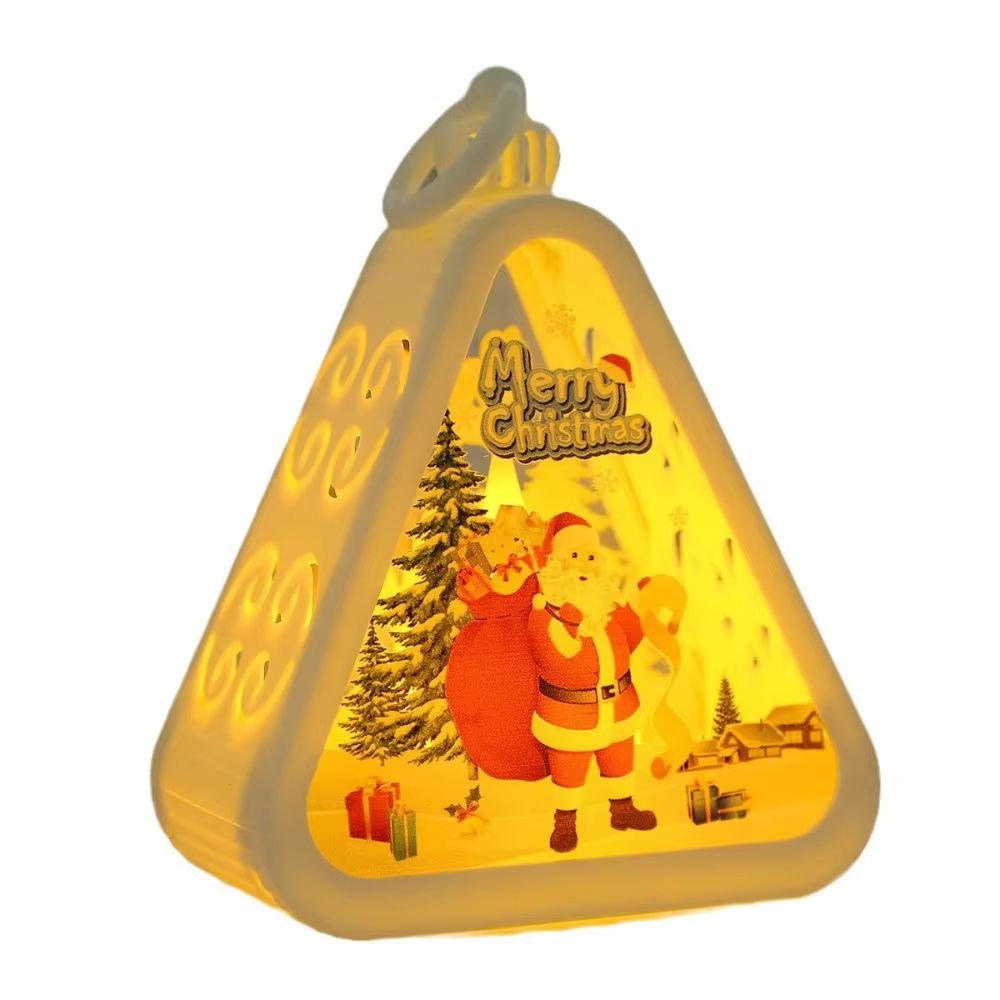 FestiveGlow LED Triangle Lantern  Santa  Snowman Christmas Table Lamp 5