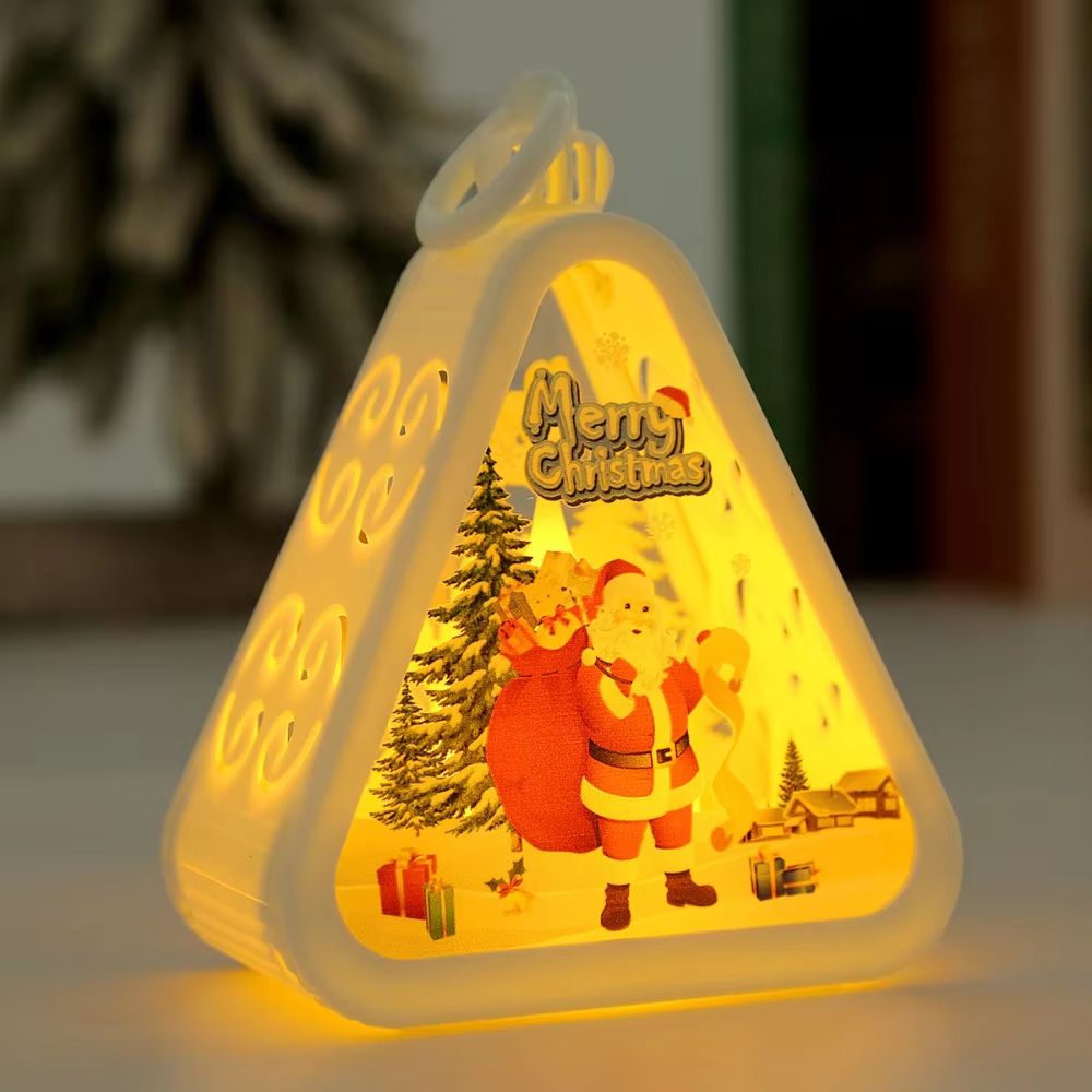 FestiveGlow LED Triangle Lantern  Santa  Snowman Christmas Table Lamp 7