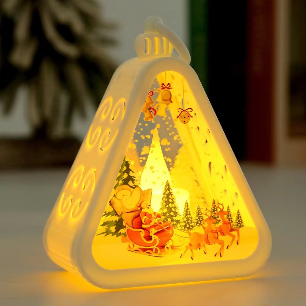 FestiveGlow LED Triangle Lantern  Santa  Snowman Christmas Table Lamp 8