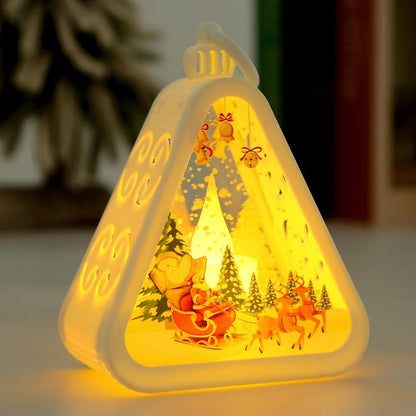 FestiveGlow LED Triangle Lantern  Santa  Snowman Christmas Table Lamp 8