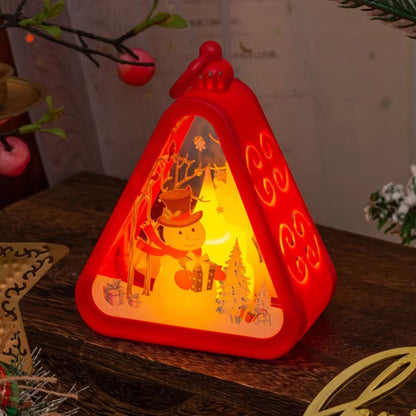 FestiveGlow LED Triangle Lantern  Santa  Snowman Christmas Table Lamp 15
