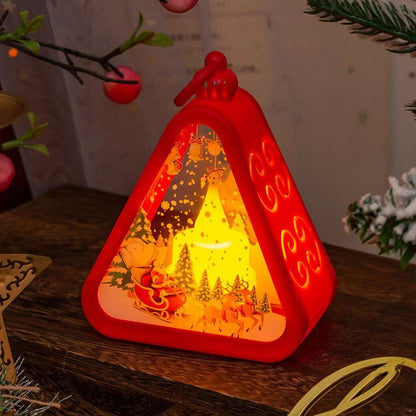 FestiveGlow LED Triangle Lantern  Santa  Snowman Christmas Table Lamp 16