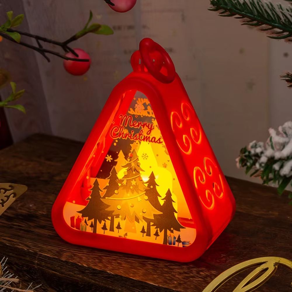FestiveGlow LED Triangle Lantern  Santa  Snowman Christmas Table Lamp 17