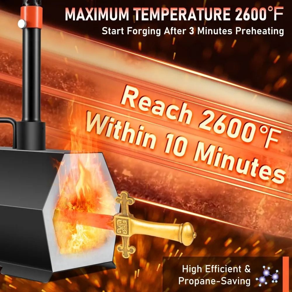 Large Capacity Blacksmith Farrier Forges Propane Forge Portable Mini Furnace Blacksmithing Double B 1