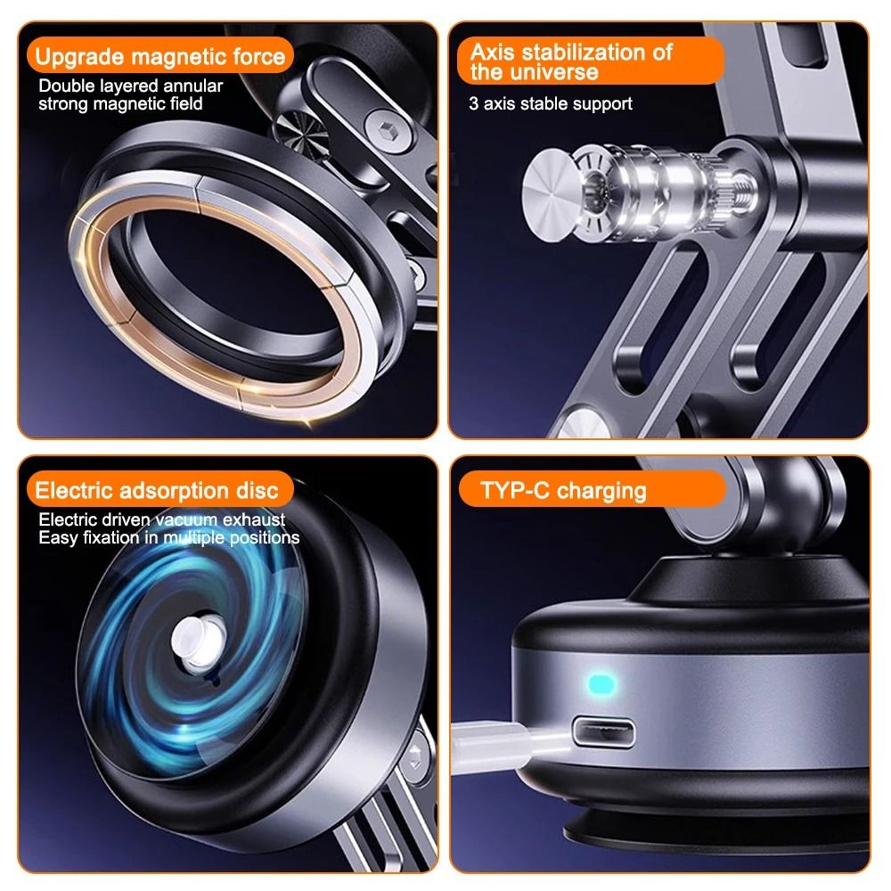 Magnetic Phone Holder Stand With Vacuum Suction Foldable And Rotating 4