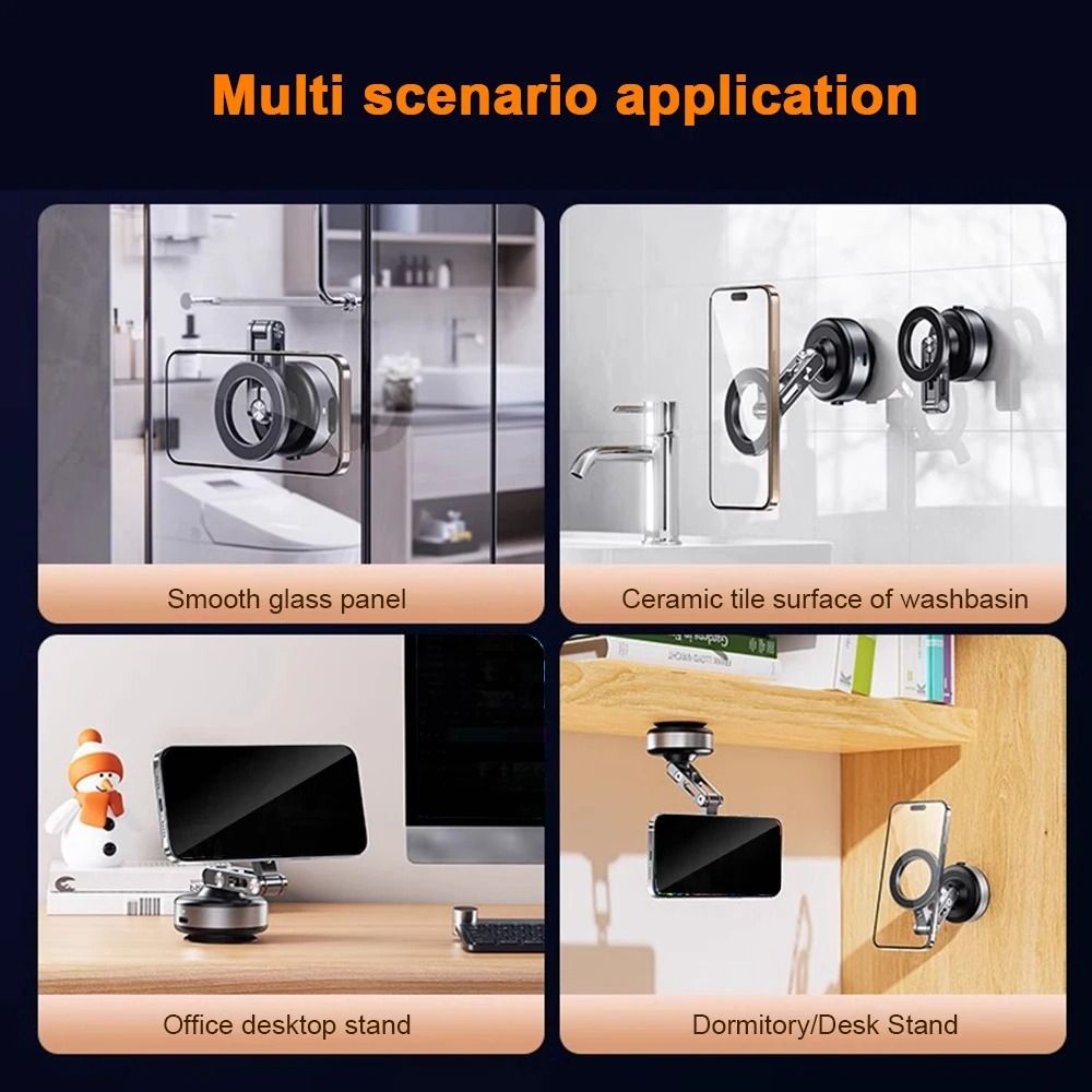 Magnetic Phone Holder Stand With Vacuum Suction Foldable And Rotating 5