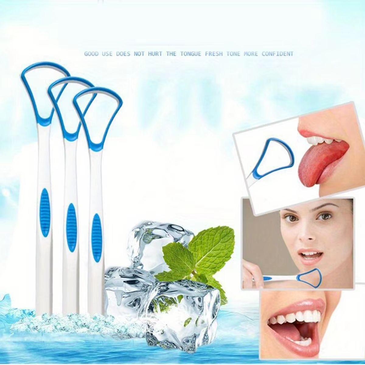 FreshGlide Silicone Tongue Scraper Set  135Piece Oral Cleaner For Fresh Breath  Hygiene 3