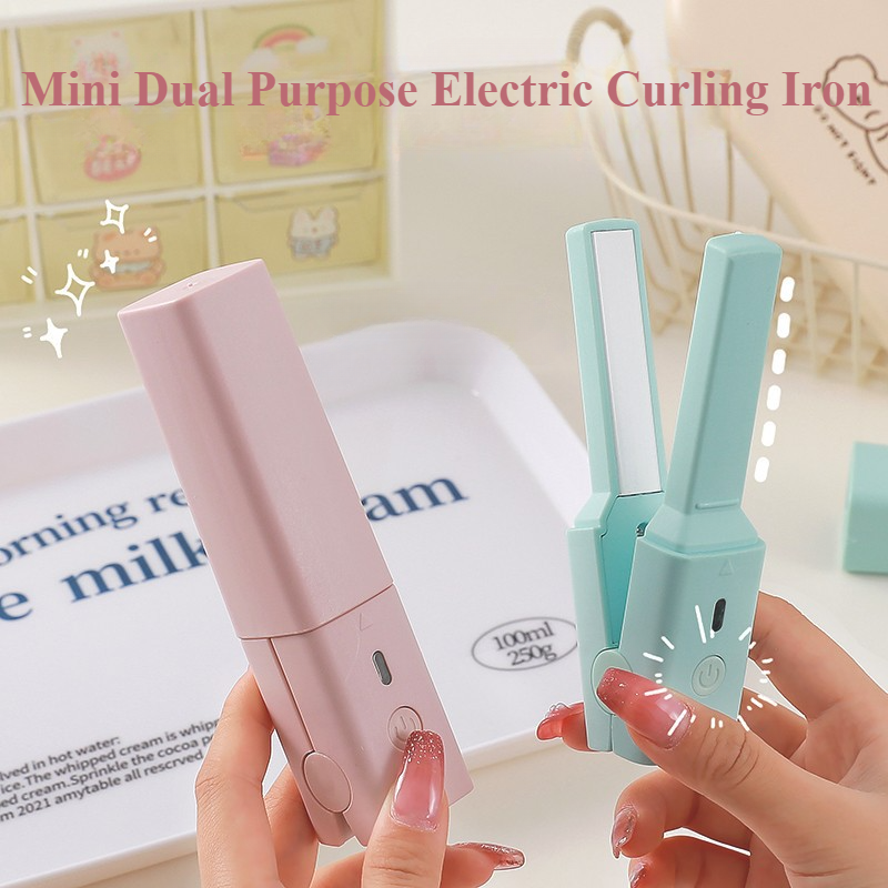 Portable Dualuse Hair Curling Straightener Mini Curling Splint Women Ceramic Straightening Styling  2