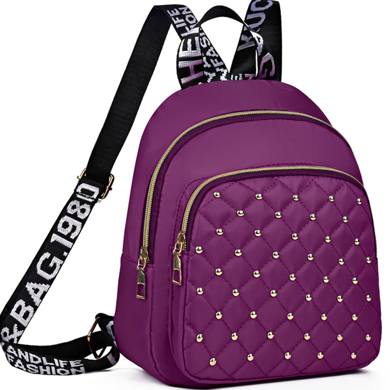 New style, double shoulder bag for women, fashionable travel bag, diamond-shaped embroidery rivet, casual and versatile