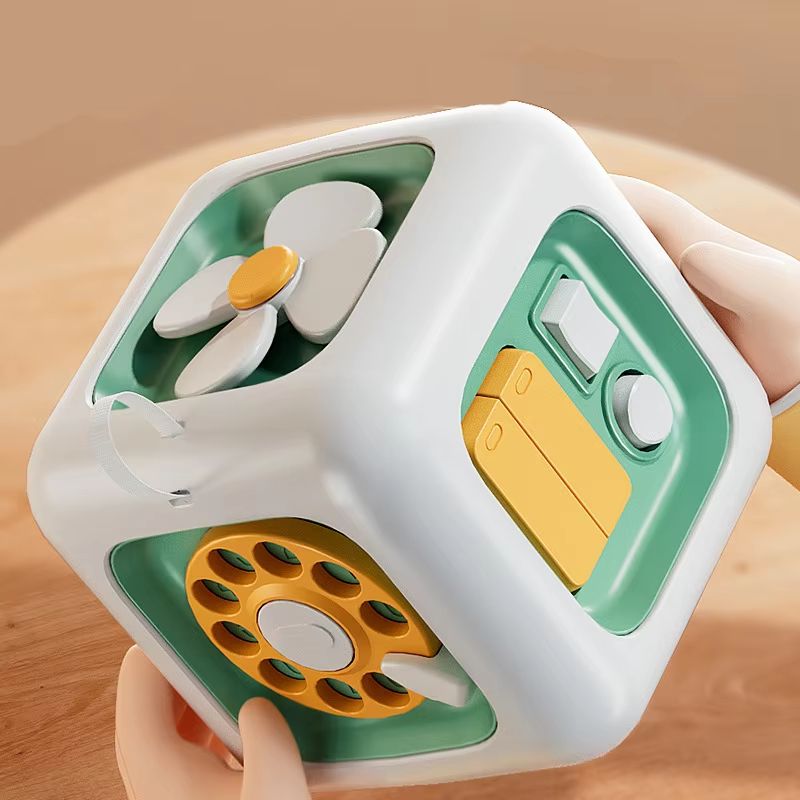 SkillCube 6-in-1 Montessori Sensory & Fine-Motor Busy Board Cube – Educational Toy for Boys & Girls