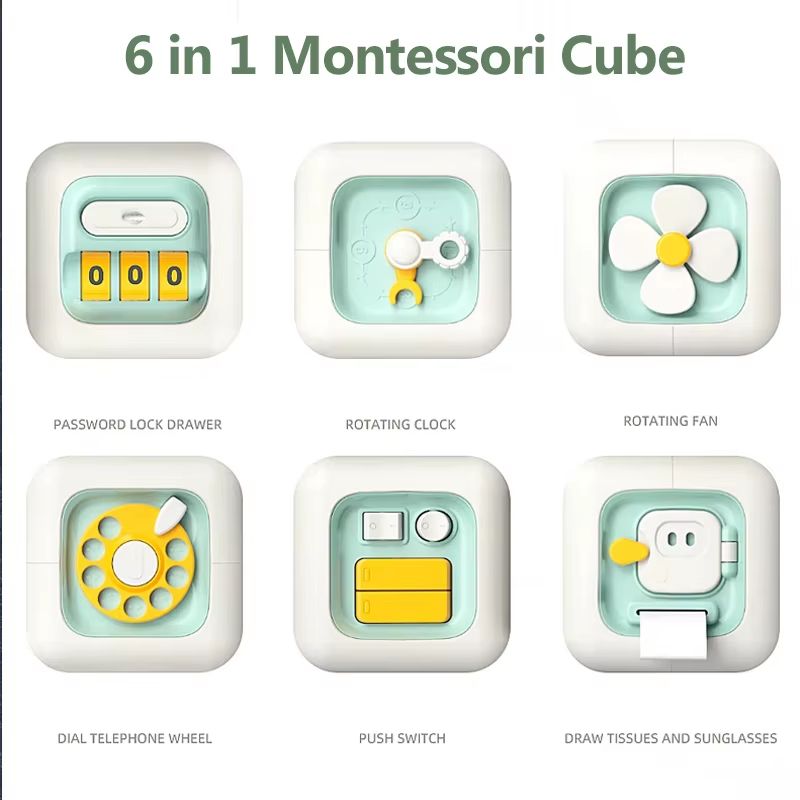 SkillCube 6in1 Montessori Sensory  FineMotor Busy Board Cube  Educational Toy For Boys  Girls 4