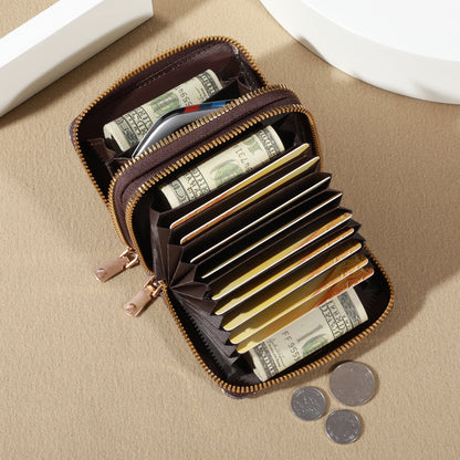 Vintage Zippered Card Holder Wallet For Women Secure MultiCard Slots Fashionable Faux Leather With  1