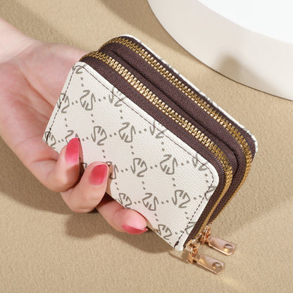 Vintage Zippered Card Holder Wallet For Women Secure MultiCard Slots Fashionable Faux Leather With  5