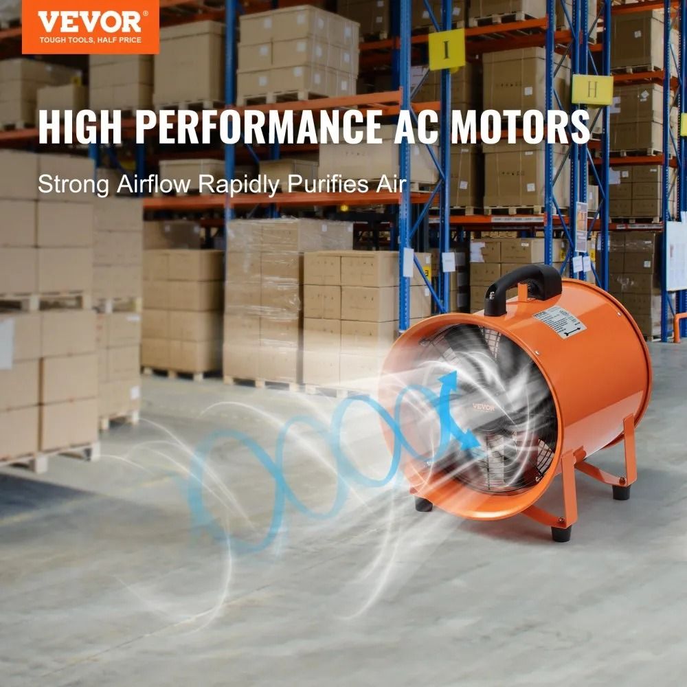 Heavy Duty Cylinder Fan With Duct Hose Portable Ventilator Strong Shop Exhaust Blower Industrial Ut 1