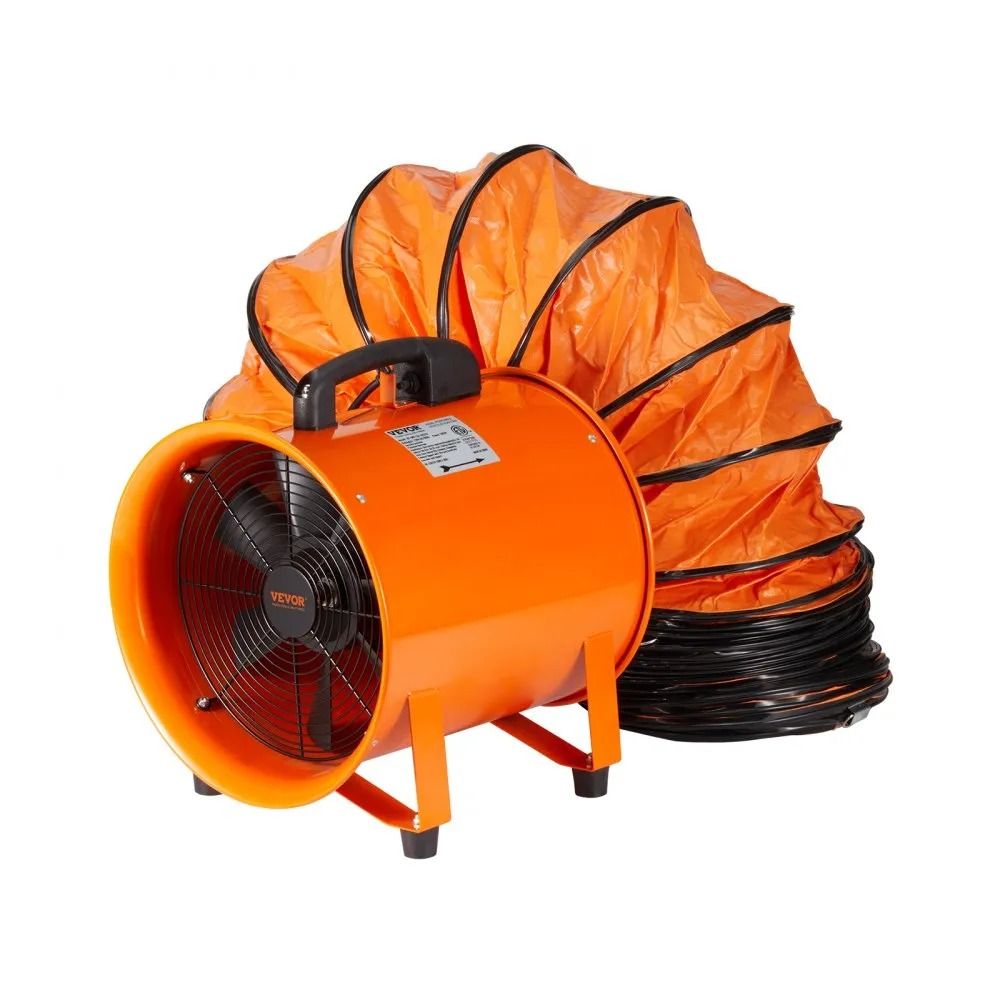 Heavy Duty Cylinder Fan with Duct Hose, Portable Ventilator, Strong Shop Exhaust Blower, Industrial Utility Blower