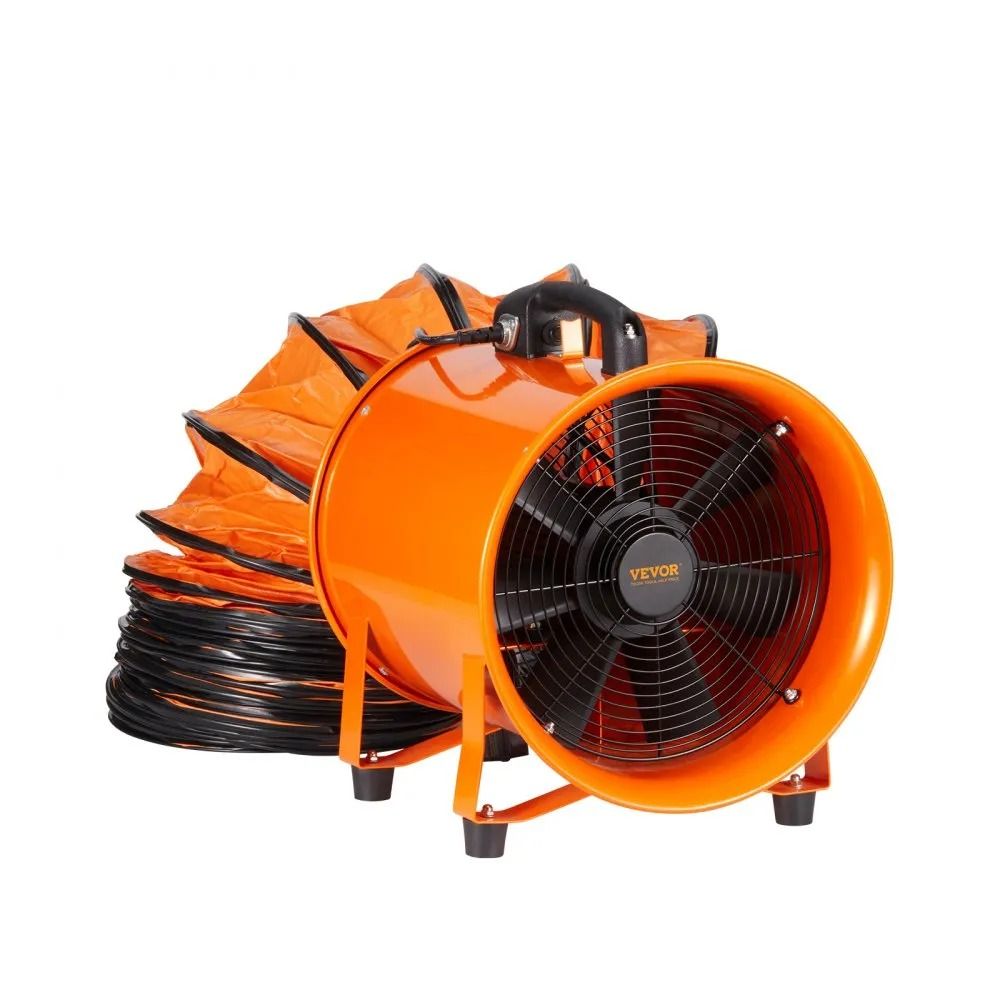 Heavy Duty Cylinder Fan With Duct Hose Portable Ventilator Strong Shop Exhaust Blower Industrial Ut 10