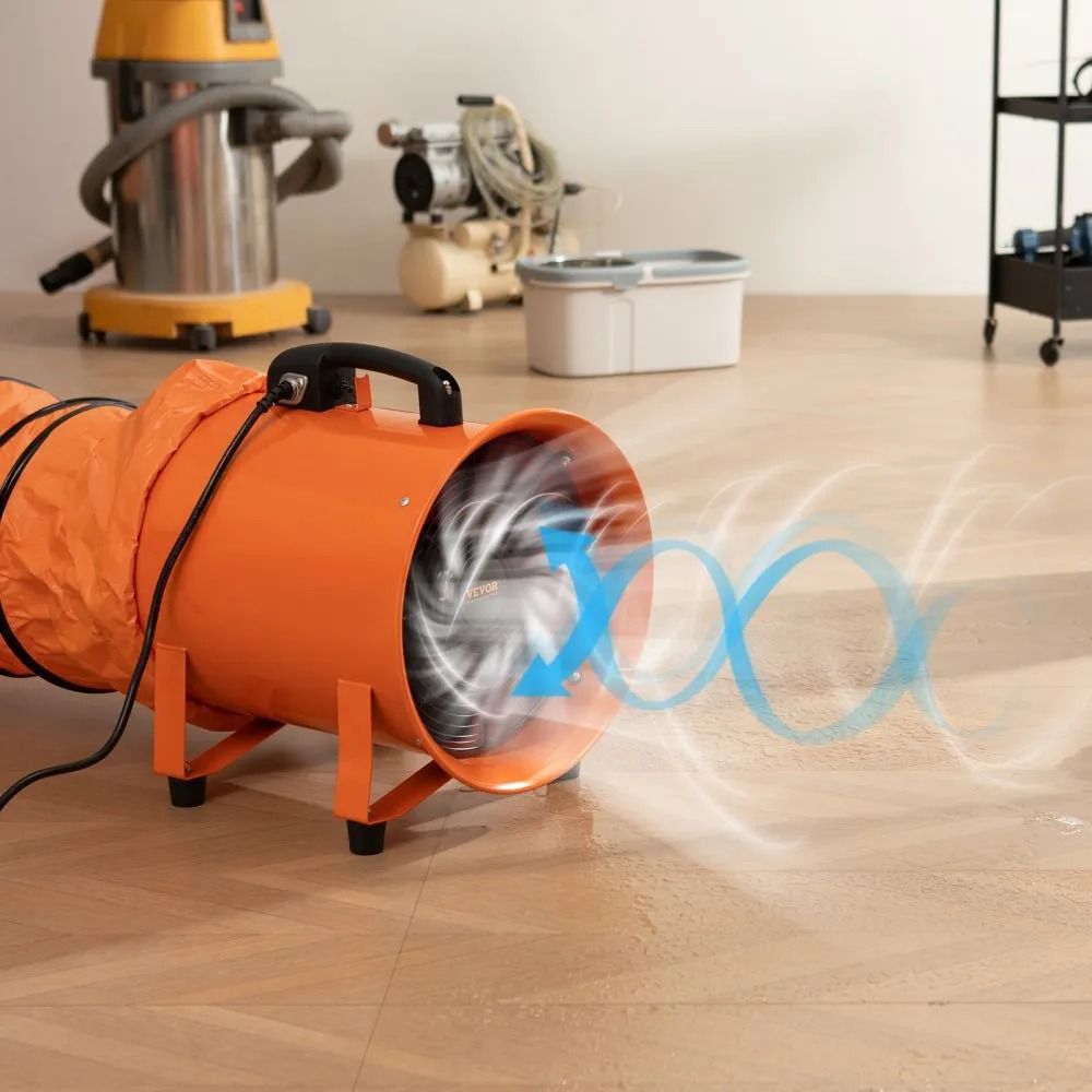 Heavy Duty Cylinder Fan With Duct Hose Portable Ventilator Strong Shop Exhaust Blower Industrial Ut 6