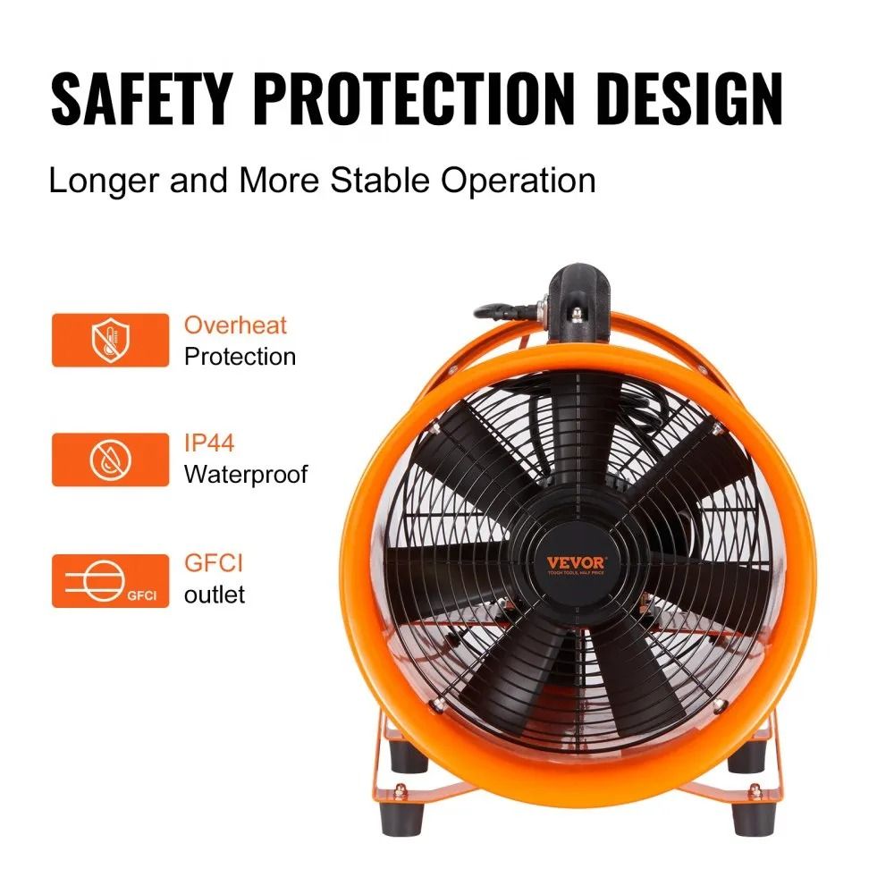 Heavy Duty Cylinder Fan With Duct Hose Portable Ventilator Strong Shop Exhaust Blower Industrial Ut 4