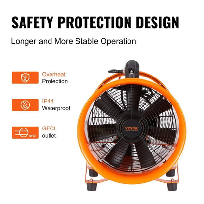 Heavy Duty Cylinder Fan With Duct Hose Portable Ventilator Strong Shop Exhaust Blower Industrial Ut 4